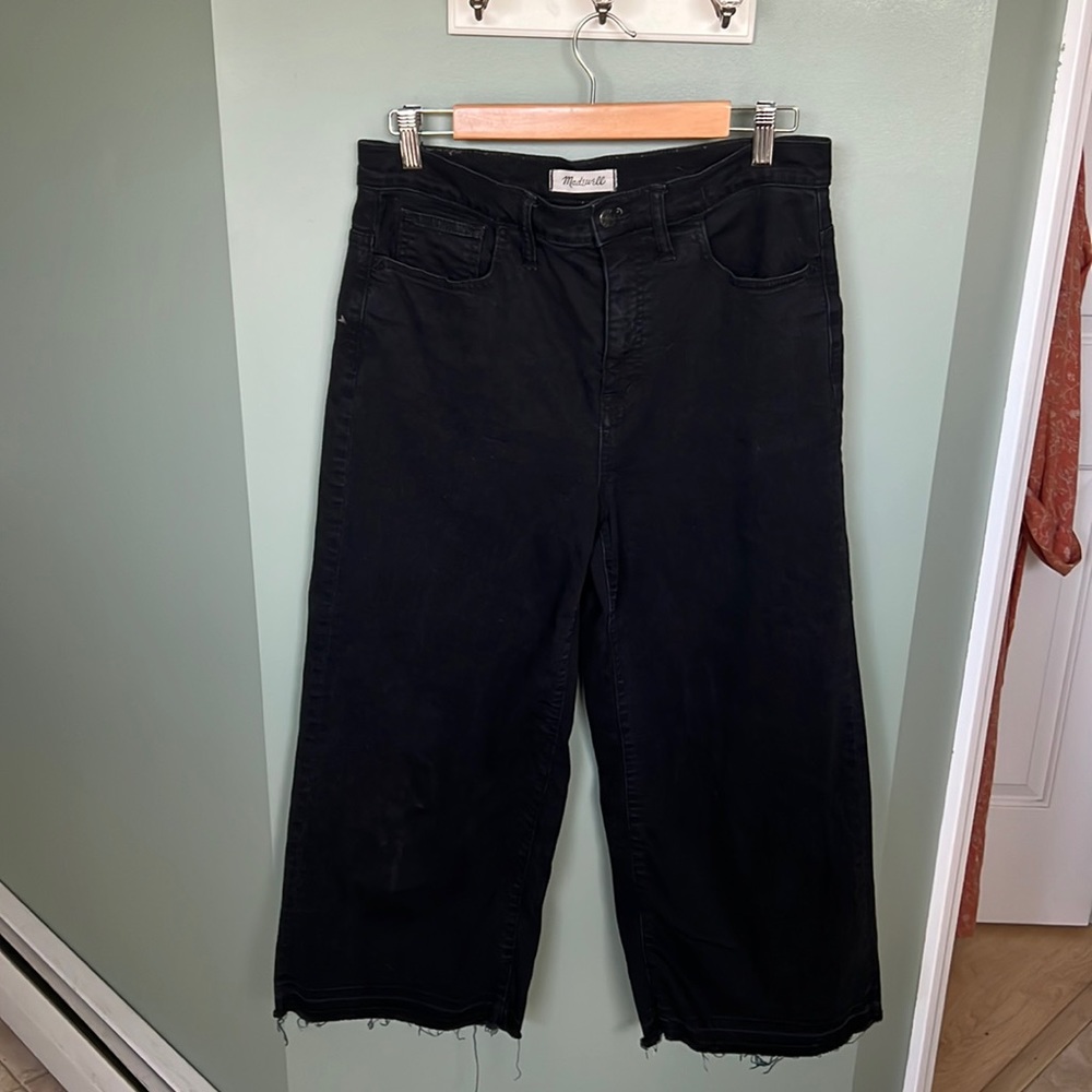 Madewell Black Wide-leg crop jeans size 30